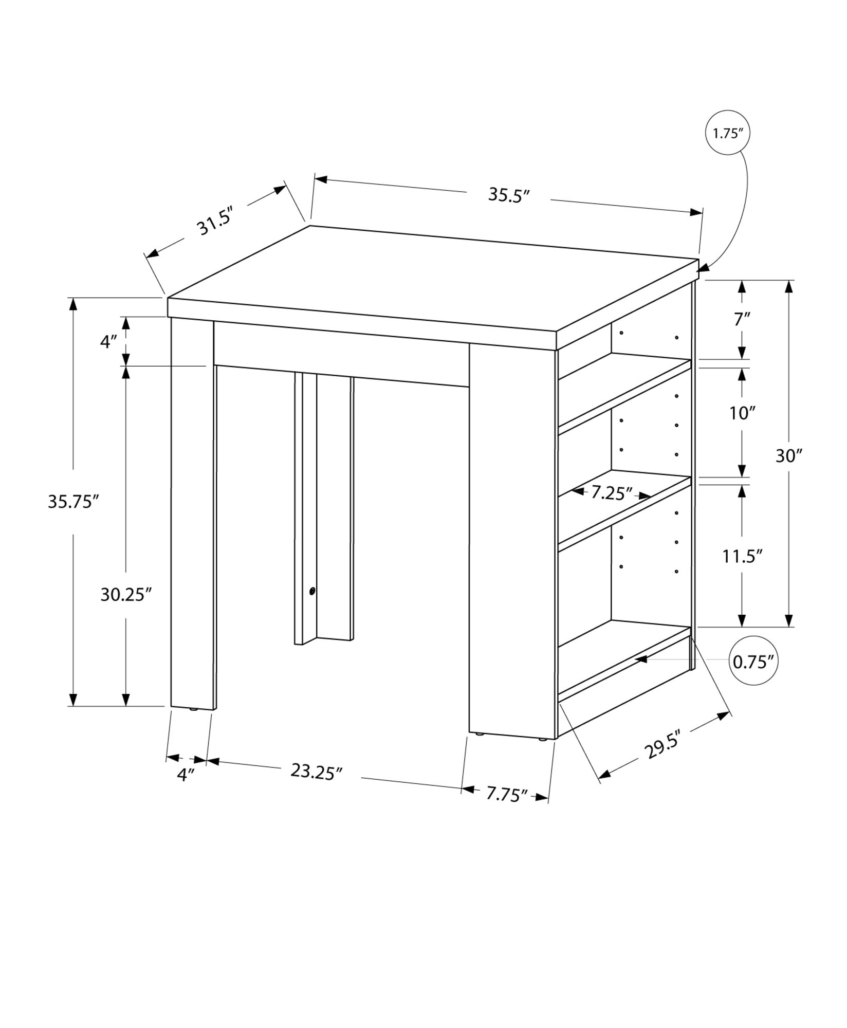 I 1345 Table A Manger, 36" Rectangulaire, Petit, Hauteur Du Comptoir, Cuisine, Salle À Manger, Stratifié, Blanc, Contemporain, Moderne - Simple Boutique
