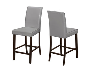 I 1902 Chaise, Lot De 2, Hauteur Du Comptoir, Rembourré, Cuisine, Salle À Manger, Pu D'aspect Cuir, Pattes En Bois, Gris, Brun, Transitionnel - Simple Boutique