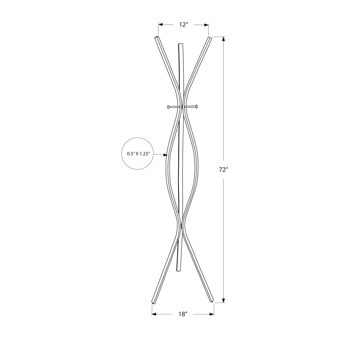 Monarch Specialties I 2016 Patère, Portemanteau, Sur Pied, 3 Crochets, Entrée, 72"h, Chambre À Coucher, Métal, Brun, Contemporain, Moderne - Simple Boutique