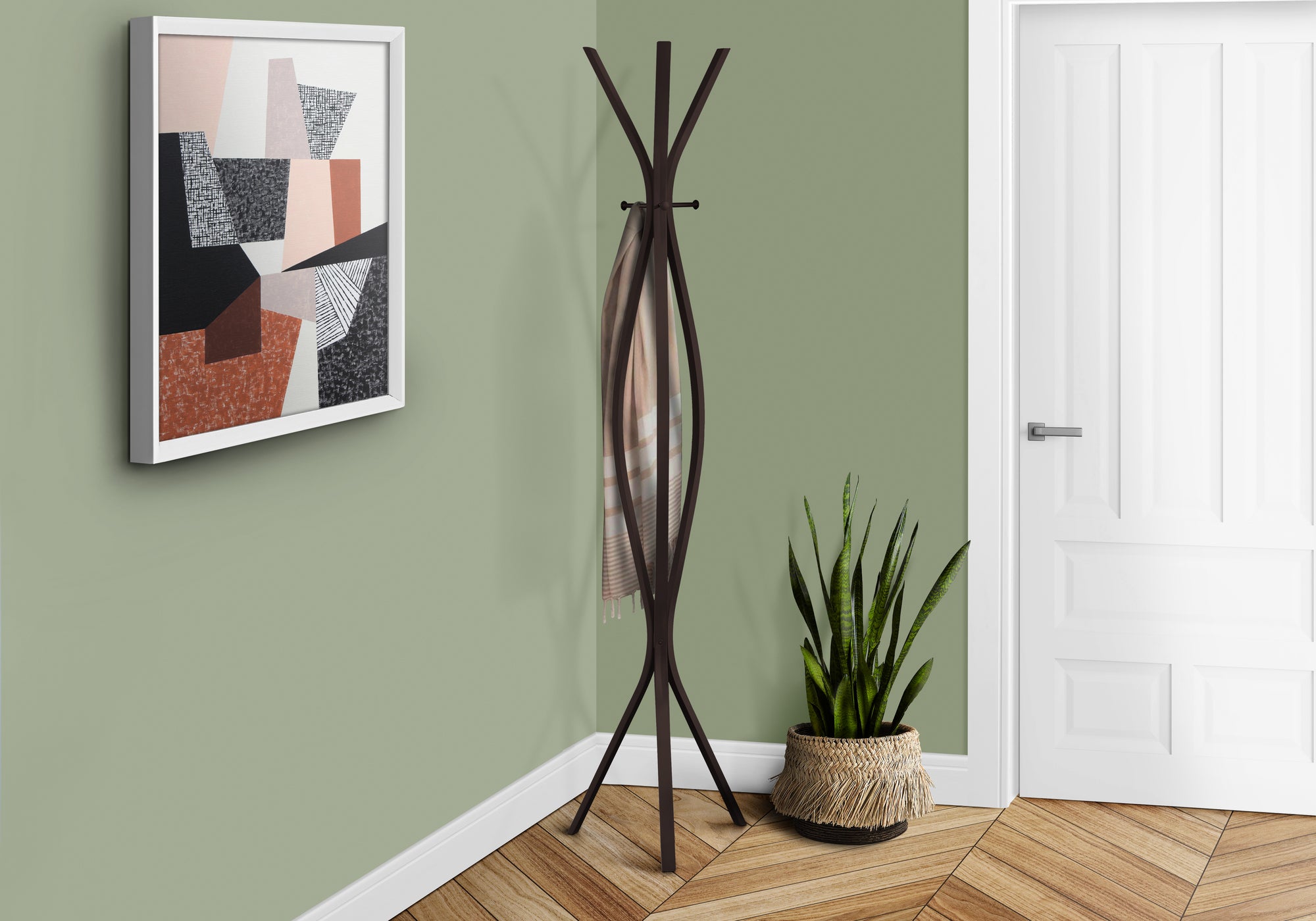 I 2016 Patère, Portemanteau, Sur Pied, 3 Crochets, Entrée, 72"h, Chambre À Coucher, Métal, Brun, Contemporain, Moderne - Simple Boutique