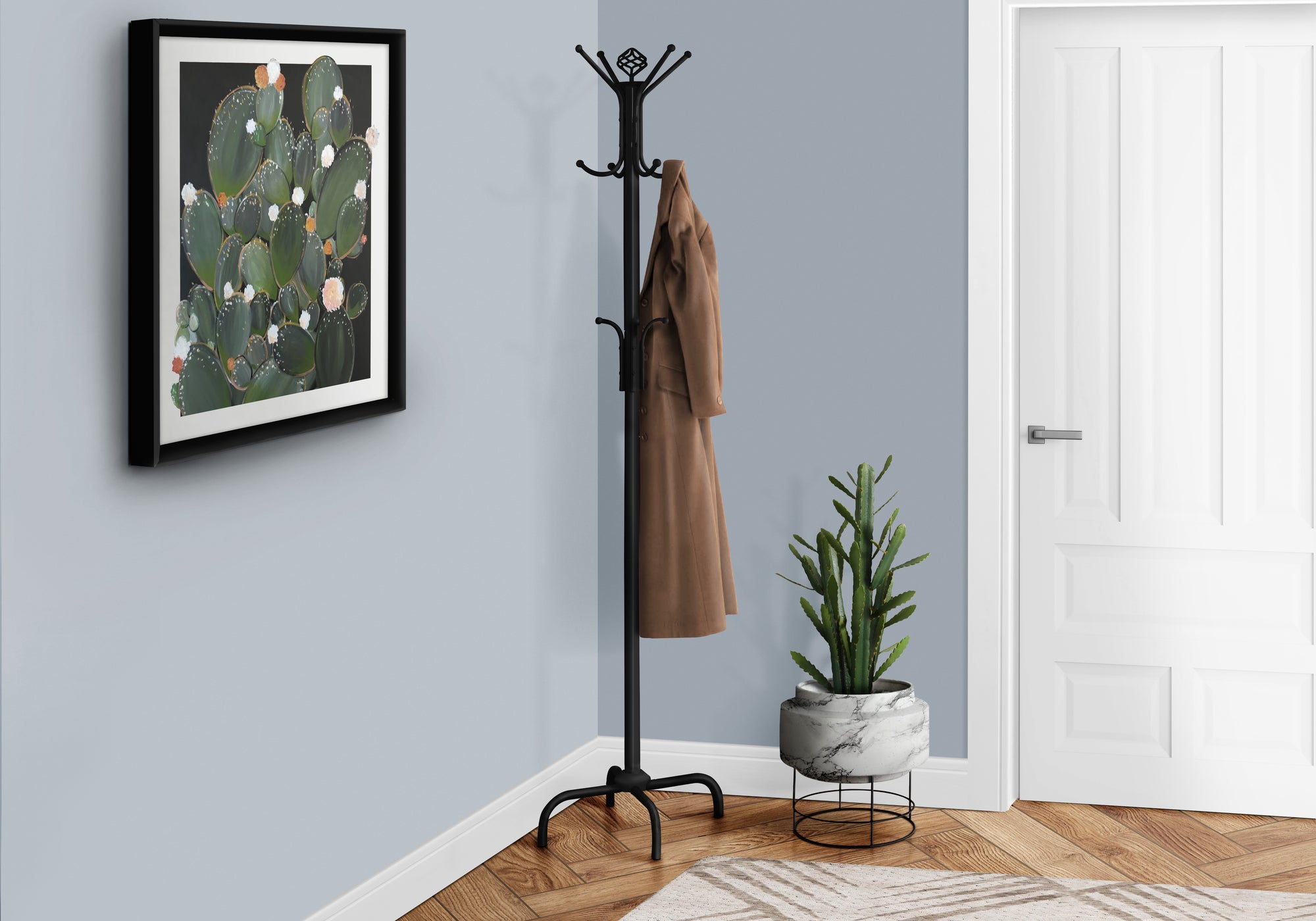 I 2019 Patère, Portemanteau, Sur Pied, 12 Crochets, Entrée, 70"h, Chambre À Coucher, Métal, Noir, Transitionnel - Simple Boutique