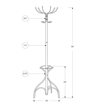 I 2031 Patère, Portemanteau, Sur Pied, 12 Crochets, Entrée, 70"h, Porte Parapluie, Chambre À Coucher, Métal, Noir, Transitionnel - Simple Boutique
