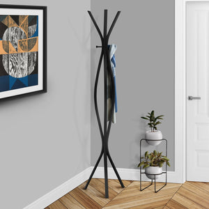 I 2051 Patère, Portemanteau, Sur Pied, 3 Crochets, Entrée, 72"h, Chambre À Coucher, Métal, Noir, Contemporain, Moderne - Simple Boutique