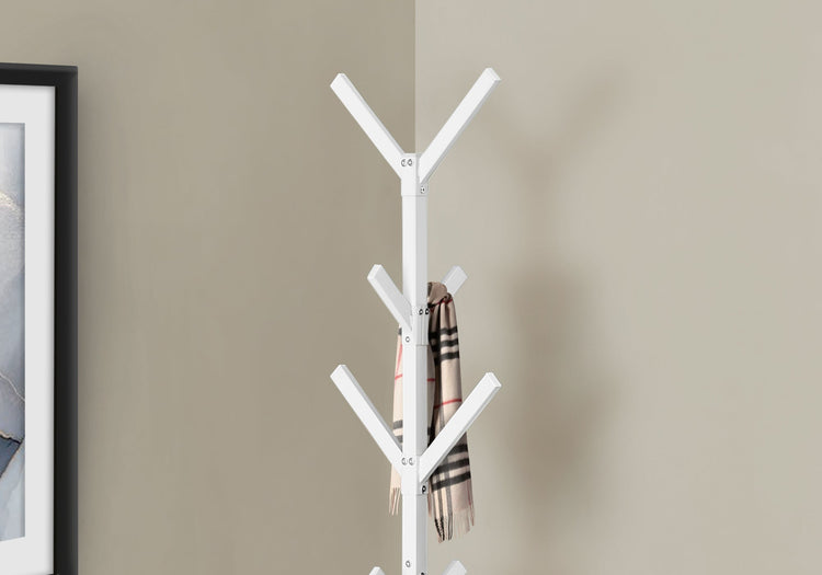 I 2059 Patère, Portemanteau, Sur Pied, 8 Crochets, Entrée, 70"h, Chambre À Coucher, Métal, Blanc, Contemporain, Moderne - Simple Boutique