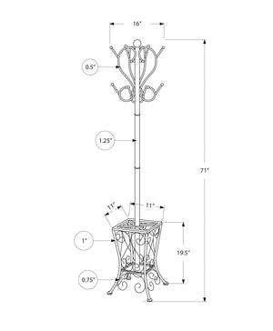 I 2060 Patère, Portemanteau, Sur Pied, 8 Crochets, Entrée, 71"h, Porte Parapluie, Chambre À Coucher, Métal, Noir, Transitionnel - Simple Boutique