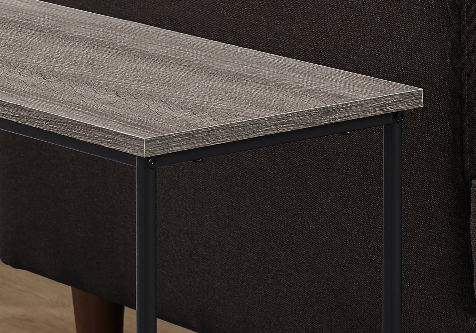 I 2075 Table D'appoint, Côté, Bout, Étroit, Petit, 2 Niveaux, Salon, Chambre À Coucher, Métal, Stratifié, Brun, Noir, Contemporain, Moderne - Simple Boutique