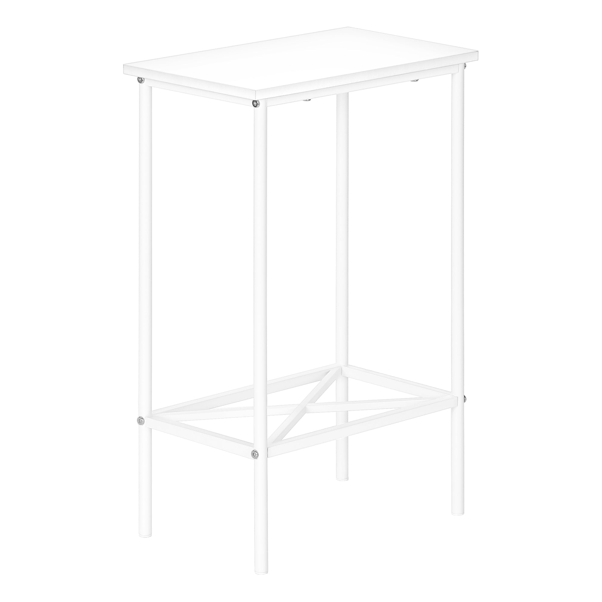 I 2079 Table D'appoint, Côté, Bout, Étroit, Petit, 2 Niveaux, Salon, Chambre À Coucher, Métal, Stratifié, Blanc, Contemporain, Moderne - Simple Boutique