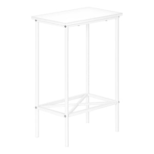 I 2079 Table D'appoint, Côté, Bout, Étroit, Petit, 2 Niveaux, Salon, Chambre À Coucher, Métal, Stratifié, Blanc, Contemporain, Moderne - Simple Boutique