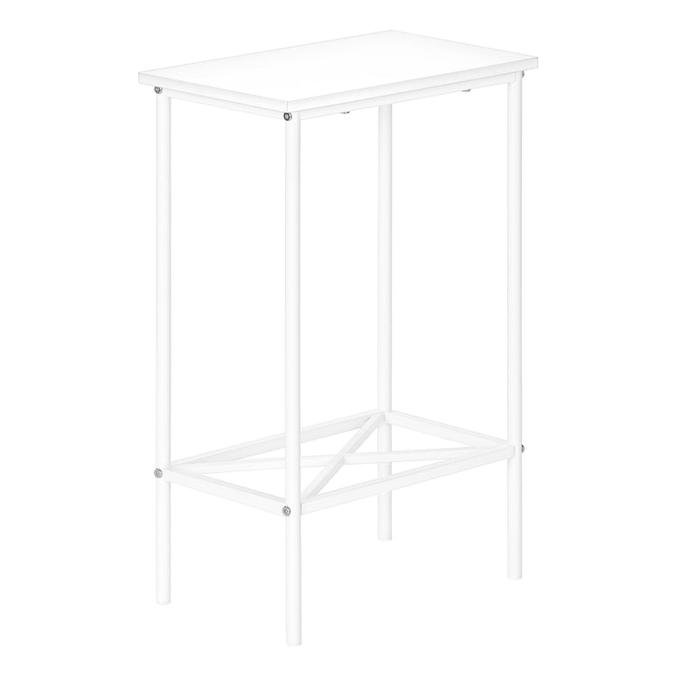 I 2079 Table D'appoint, Côté, Bout, Étroit, Petit, 2 Niveaux, Salon, Chambre À Coucher, Métal, Stratifié, Blanc, Contemporain, Moderne - Simple Boutique