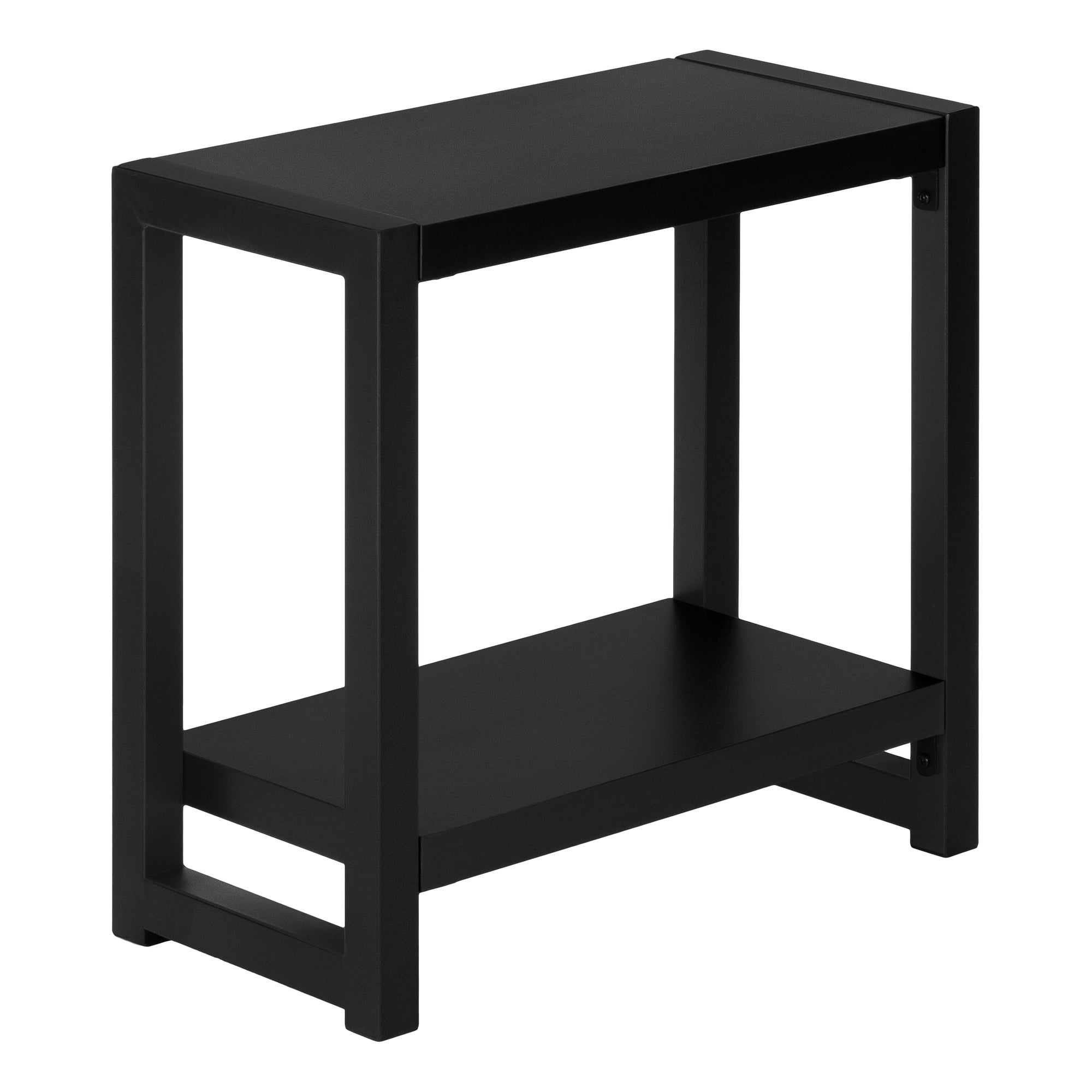 I 2081 Table D'appoint, Côté, Bout, Étroit, Petit, 2 Niveaux, Salon, Chambre À Coucher, Métal, Stratifié, Noir, Contemporain, Moderne - Simple Boutique