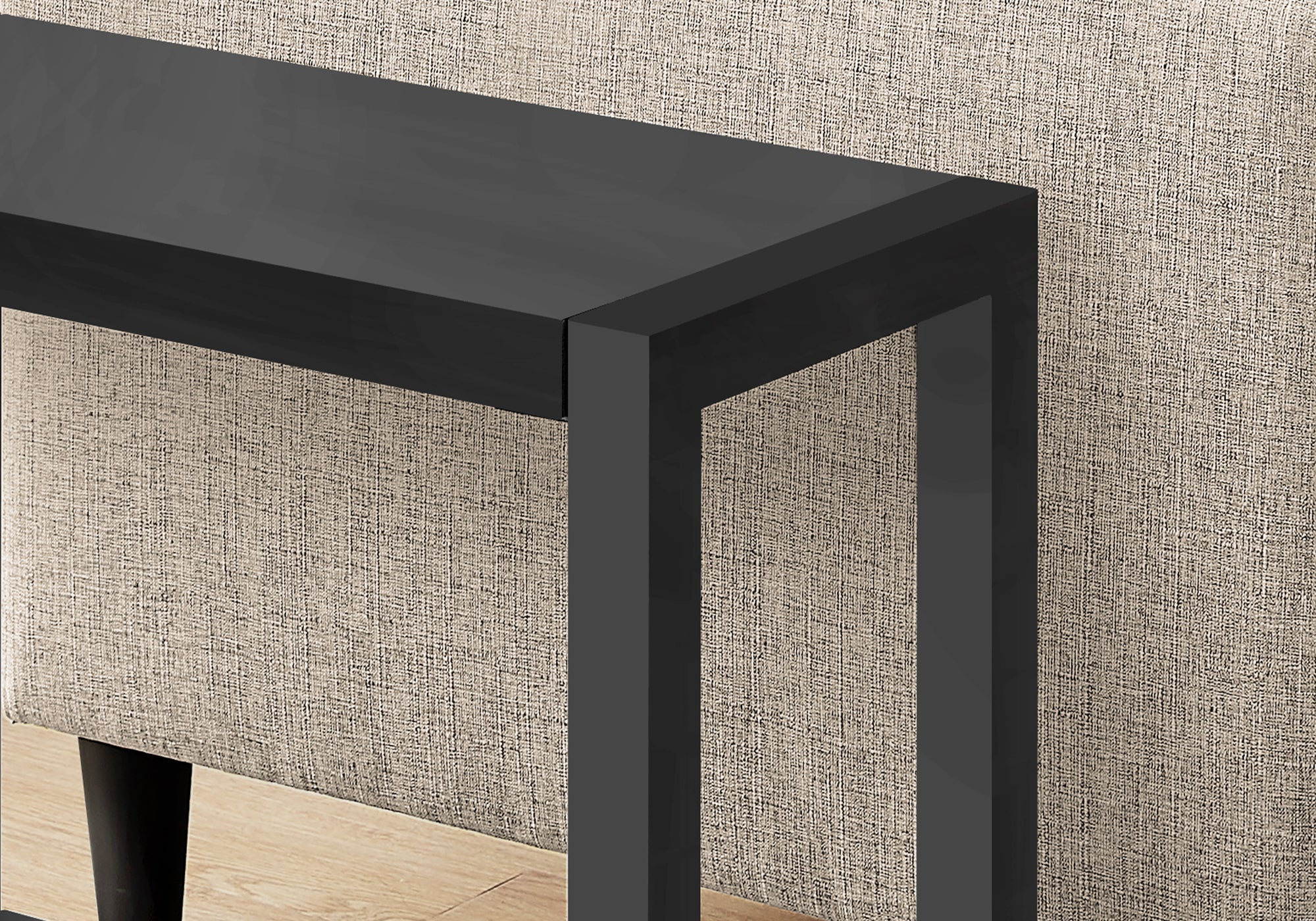 I 2081 Table D'appoint, Côté, Bout, Étroit, Petit, 2 Niveaux, Salon, Chambre À Coucher, Métal, Stratifié, Noir, Contemporain, Moderne - Simple Boutique