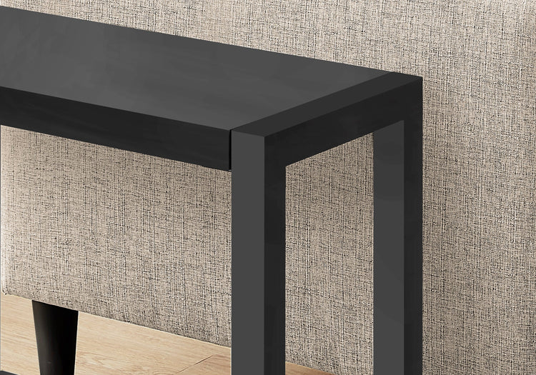I 2081 Table D'appoint, Côté, Bout, Étroit, Petit, 2 Niveaux, Salon, Chambre À Coucher, Métal, Stratifié, Noir, Contemporain, Moderne - Simple Boutique