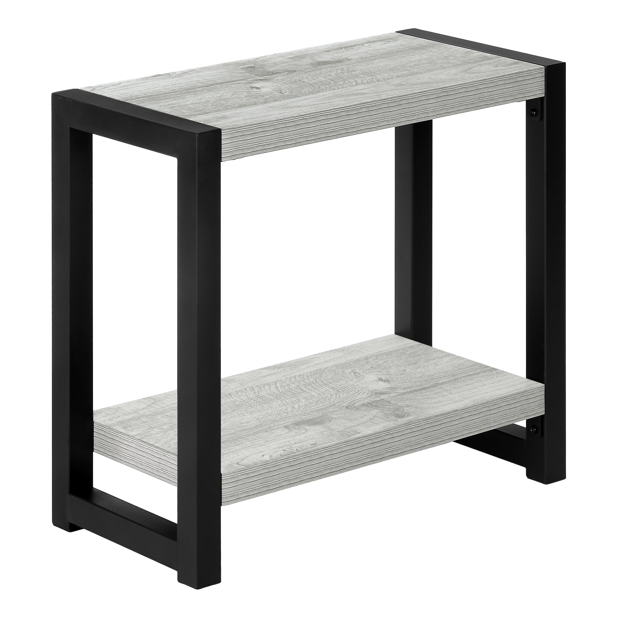 I 2082 Table D'appoint, Côté, Bout, Étroit, Petit, 2 Niveaux, Salon, Chambre À Coucher, Métal, Stratifié, Gris, Noir, Contemporain, Moderne - Simple Boutique