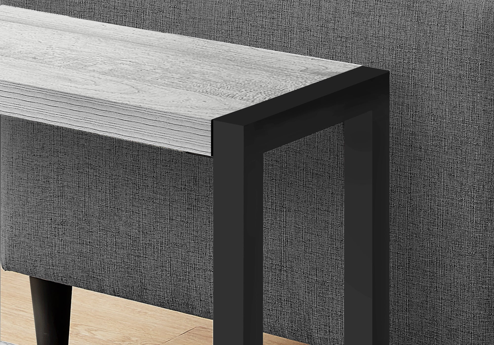 I 2082 Table D'appoint, Côté, Bout, Étroit, Petit, 2 Niveaux, Salon, Chambre À Coucher, Métal, Stratifié, Gris, Noir, Contemporain, Moderne - Simple Boutique