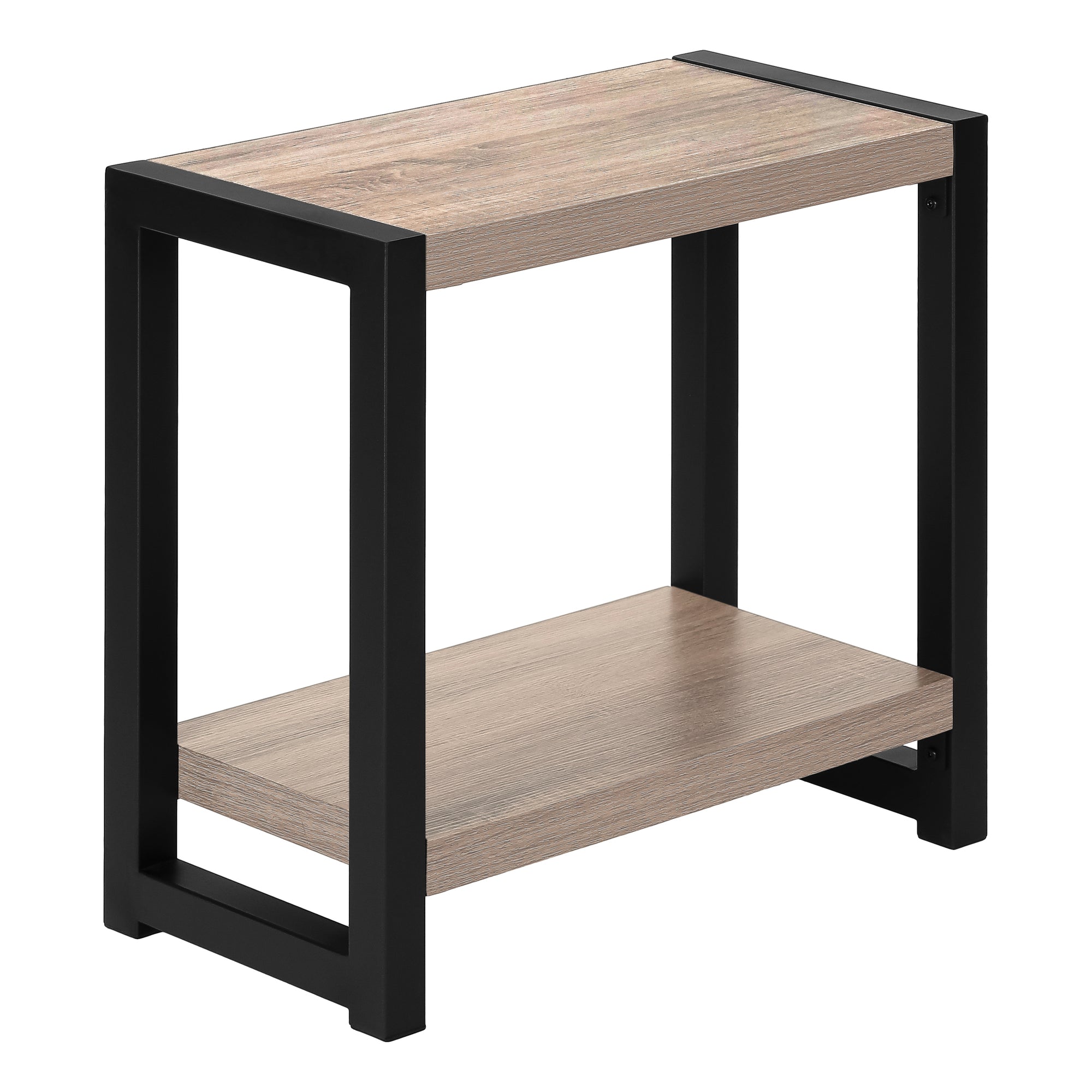 I 2083 Table D'appoint, Côté, Bout, Étroit, Petit, 2 Niveaux, Salon, Chambre À Coucher, Métal, Stratifié, Brun, Noir, Contemporain, Moderne - Simple Boutique
