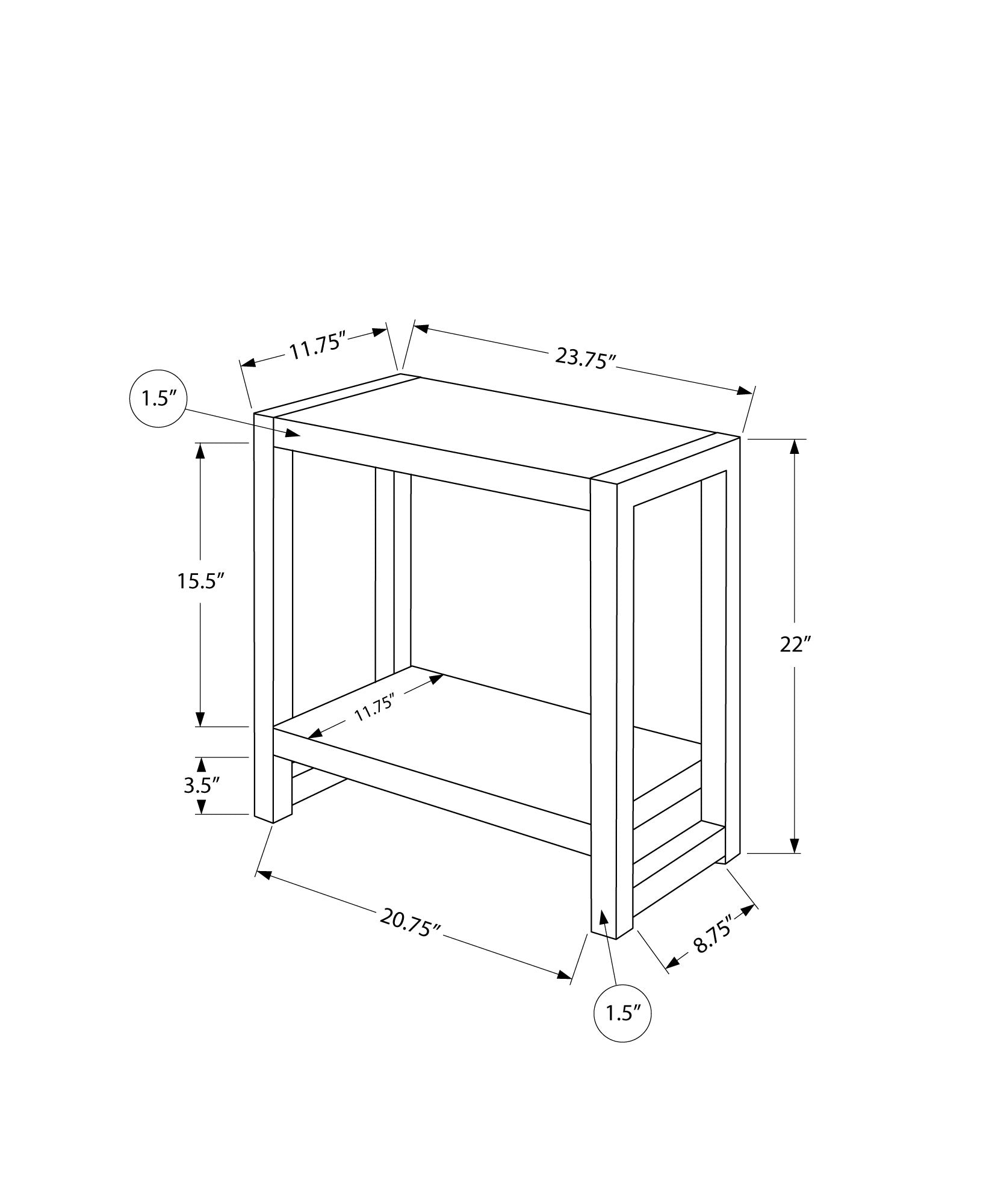 I 2083 Table D'appoint, Côté, Bout, Étroit, Petit, 2 Niveaux, Salon, Chambre À Coucher, Métal, Stratifié, Brun, Noir, Contemporain, Moderne - Simple Boutique
