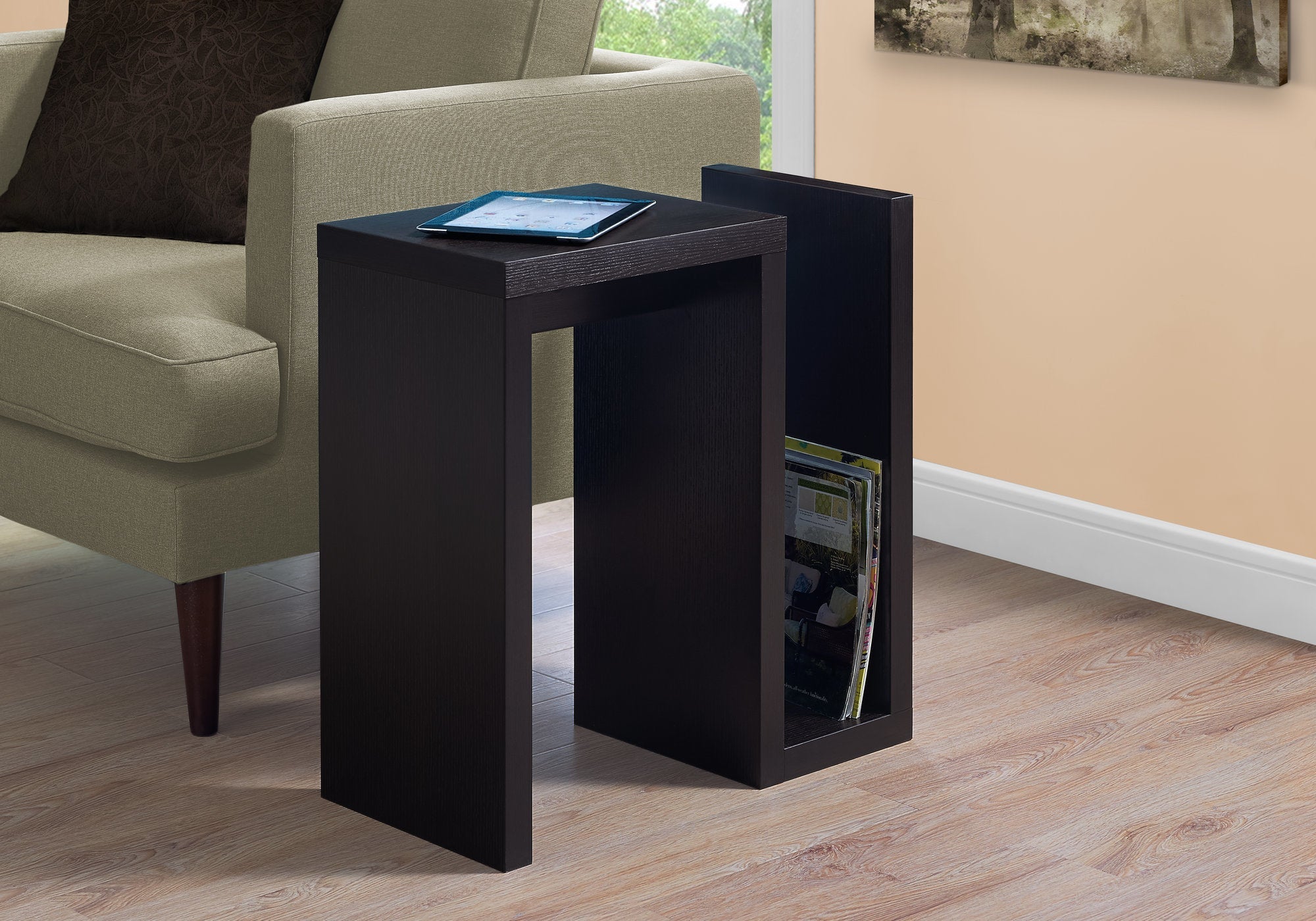 I 2089 Table D'appoint, Côté, Bout, Étroit, Petit, Salon, Chambre À Coucher, Stratifié, Brun, Contemporain, Moderne - Simple Boutique