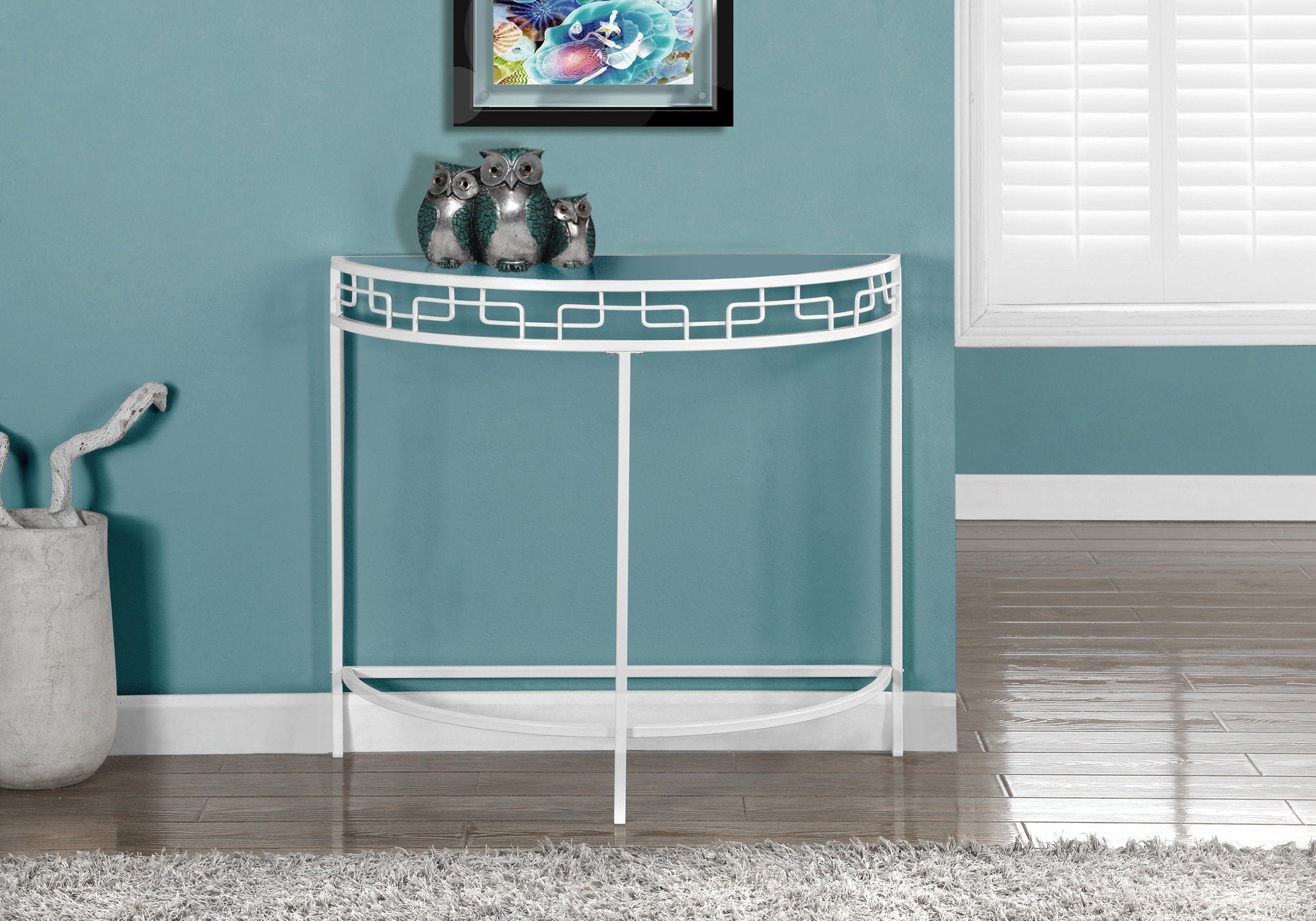 I 2112 Table D'appoint, Console, Entrée, Étroit, Sofa, Salon, Chambre À Coucher, Métal, Verre Trempé, Blanc, Dégager, Contemporain, Moderne - Simple Boutique