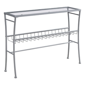I 2128 Table D'appoint, Console, Entrée, Étroit, Sofa, Salon, Chambre À Coucher, Métal, Verre Trempé, Argent, Dégager, Contemporain, Moderne - Simple Boutique