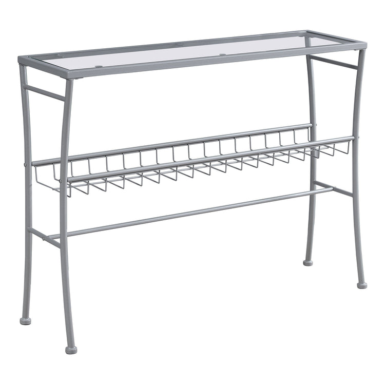I 2128 Table D'appoint, Console, Entrée, Étroit, Sofa, Salon, Chambre À Coucher, Métal, Verre Trempé, Argent, Dégager, Contemporain, Moderne - Simple Boutique