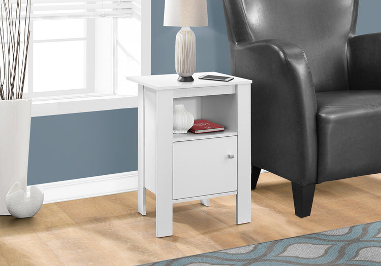 I 2137 Table D'appoint, Côté, Bout, Table De Nuit, Lampe, Rangement, Salon, Chambre À Coucher, Stratifié, Blanc, Transitionnel - Simple Boutique