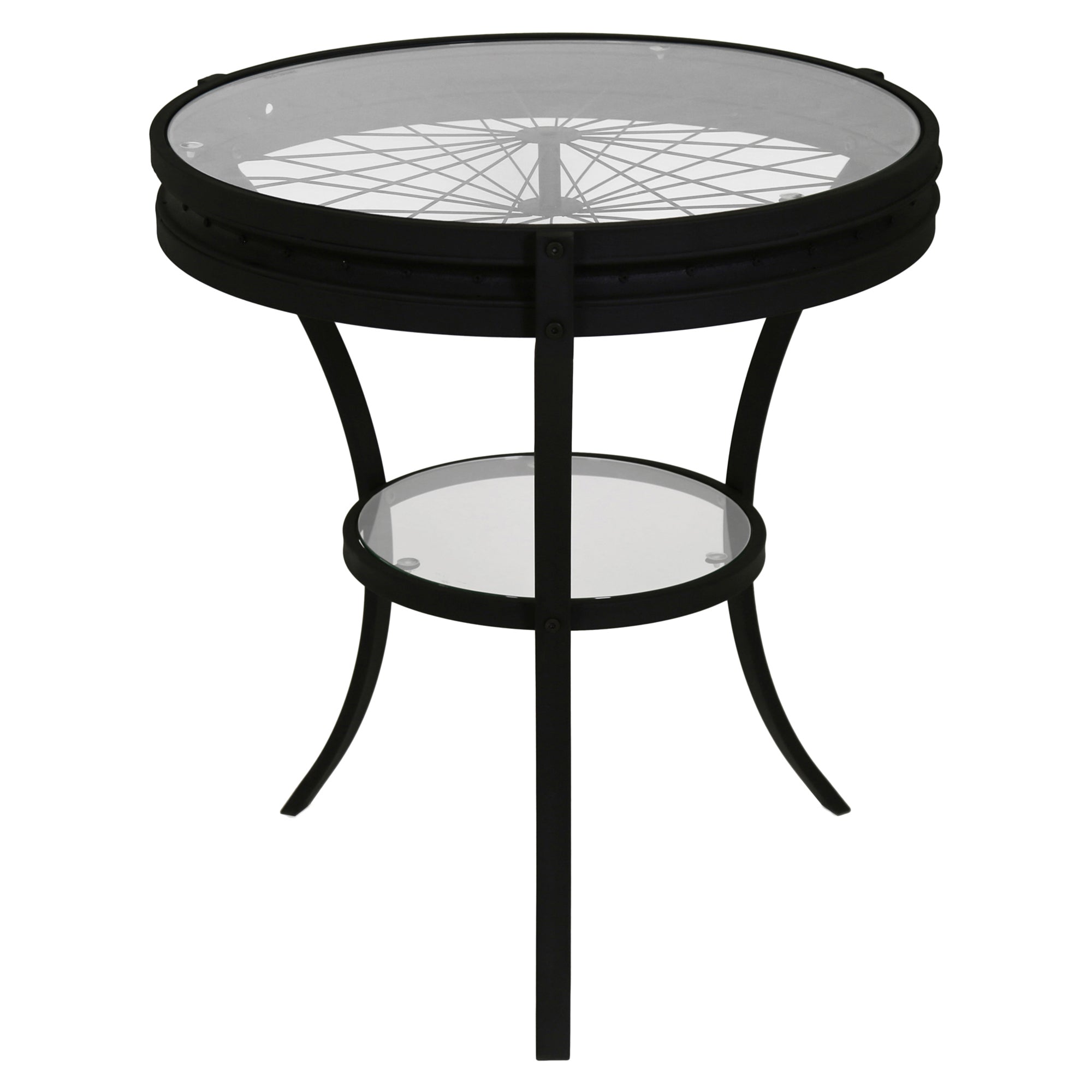 I 2140 Table D'appoint, Côté, Bout, Table De Nuit, Lampe, Rond, Salon, Chambre À Coucher, Métal, Verre Trempé, Noir, Dégager, Transitionnel - Simple Boutique