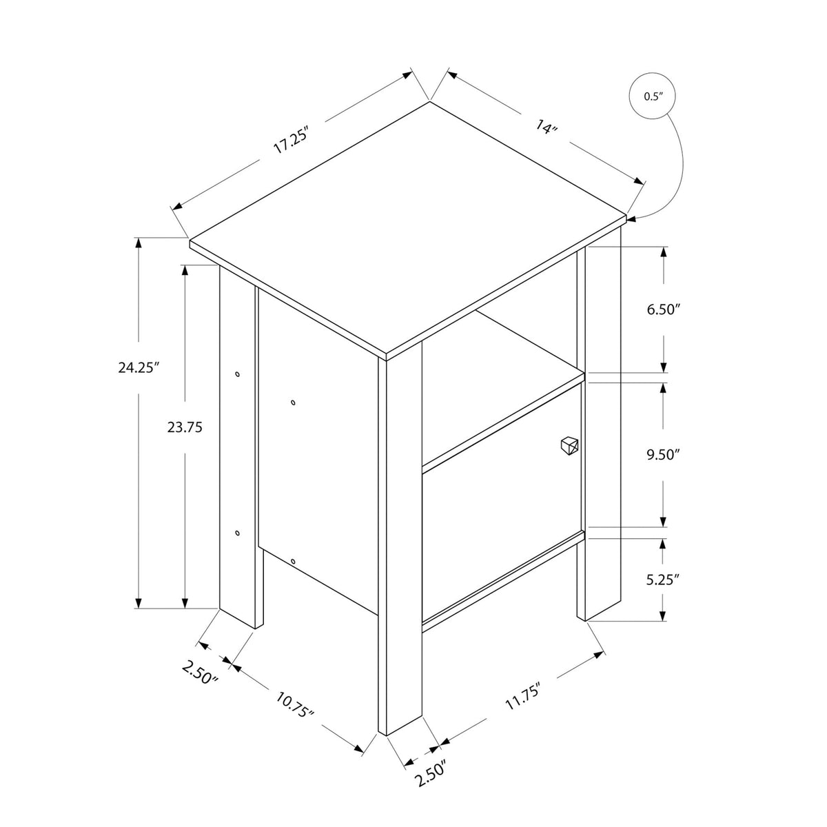 I 2145 Table D'appoint, Côté, Bout, Table De Nuit, Lampe, Rangement, Salon, Chambre À Coucher, Stratifié, Brun, Transitionnel - Simple Boutique