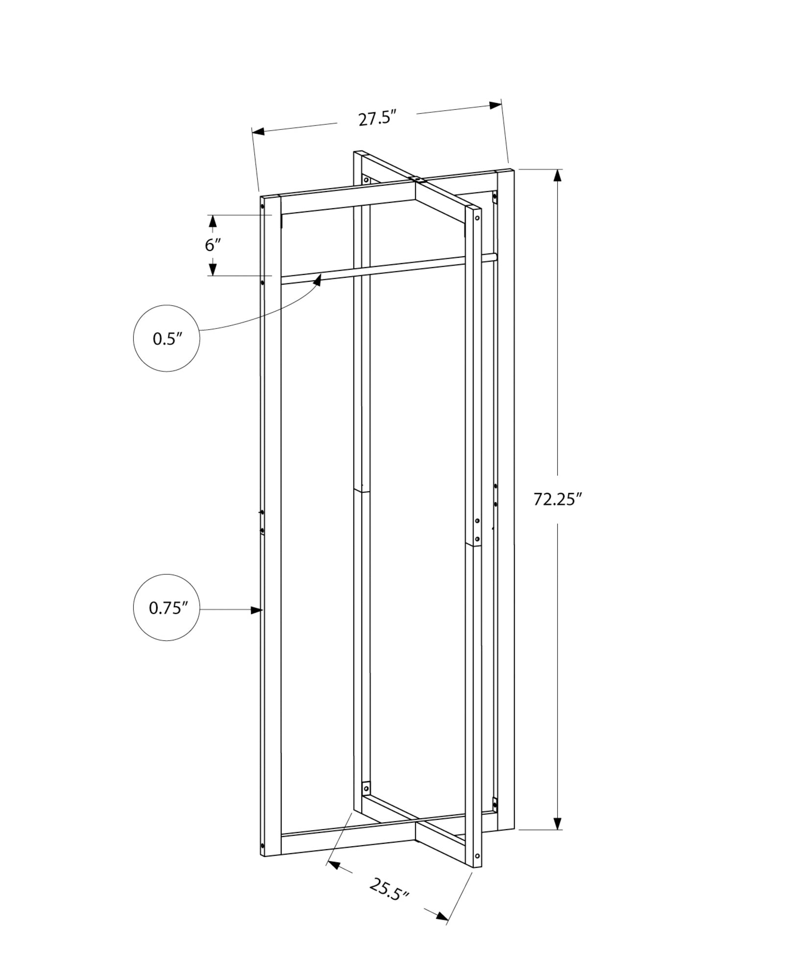 I 2151 Patère, Portemanteau, Sur Pied, Barre De Suspension, Entrée, 72"h, Chambre À Coucher, Métal, Blanc, Contemporain, Moderne - Simple Boutique
