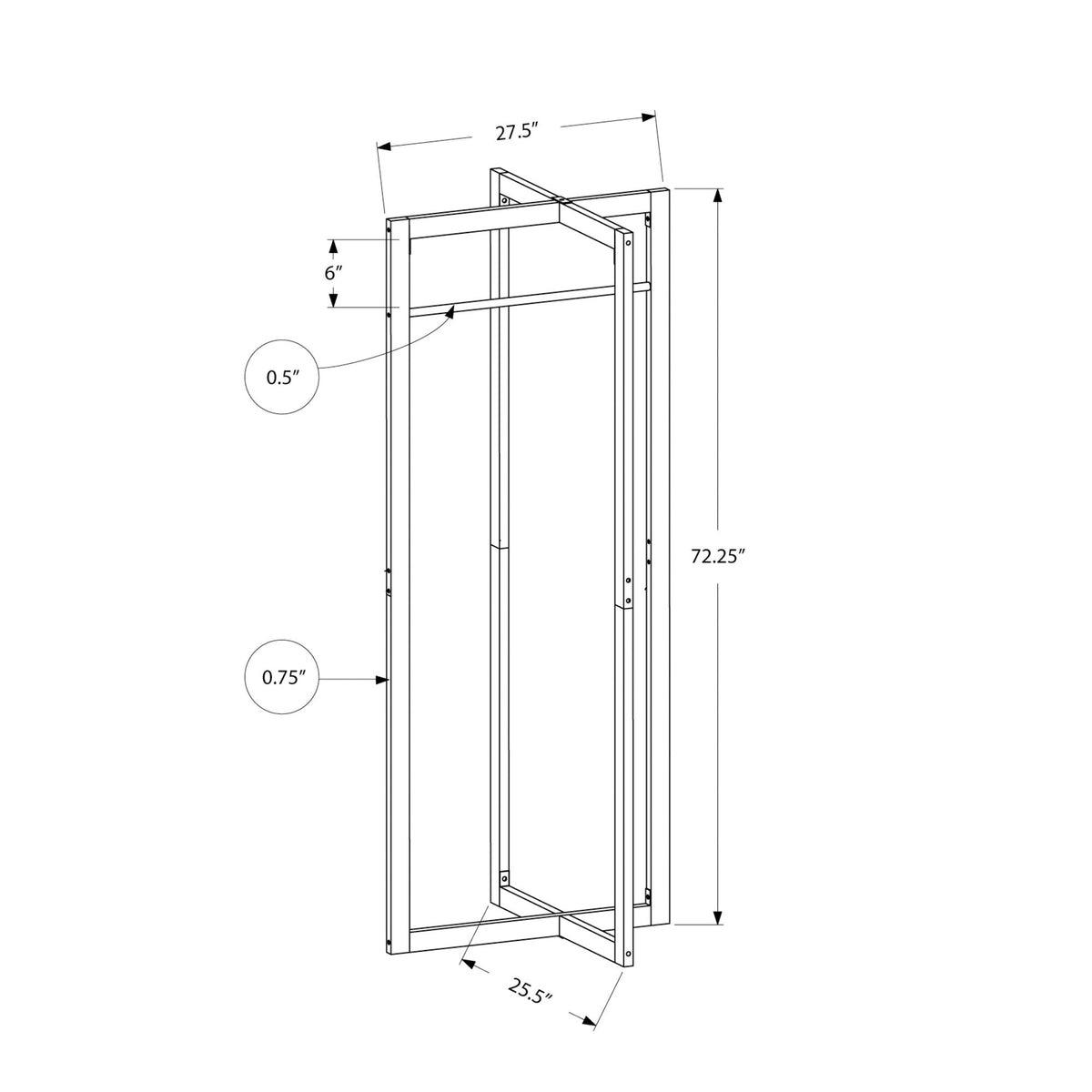 Monarch Specialties I 2151 Patère, Portemanteau, Sur Pied, Barre De Suspension, Entrée, 72"h, Chambre À Coucher, Métal, Blanc, Contemporain, Moderne - Simple Boutique