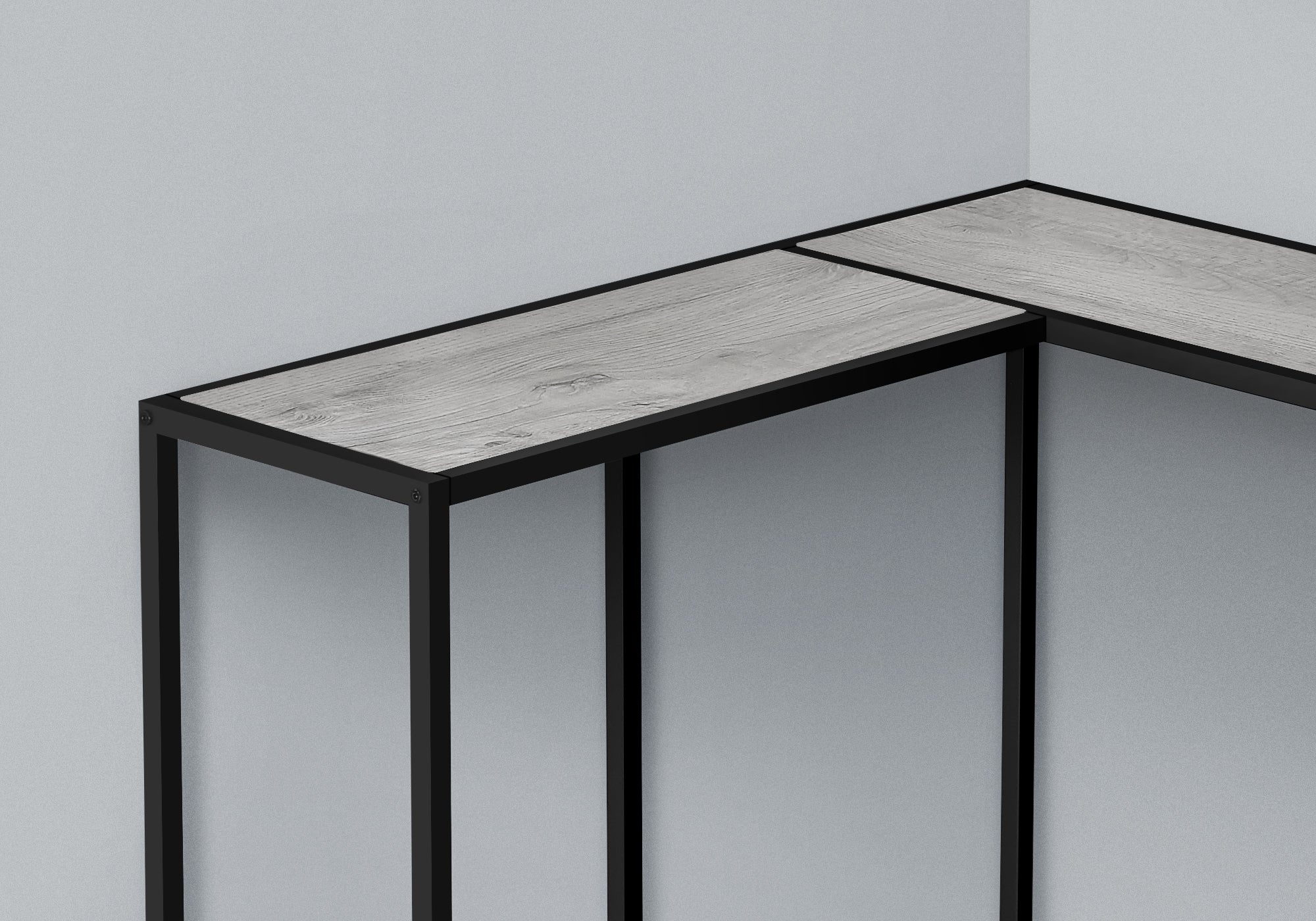 I 2156 Table D'appoint, Console, Entrée, Étroit, Coin, Salon, Chambre À Coucher, Métal, Stratifié, Gris, Noir, Contemporain, Moderne - Simple Boutique