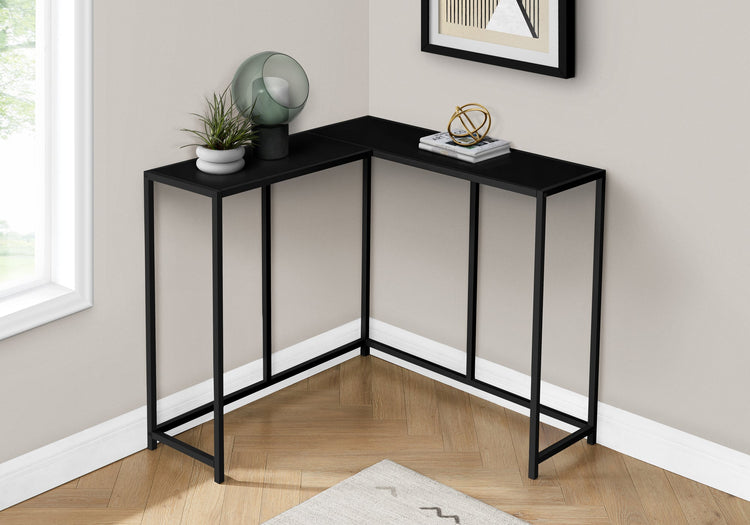 I 2157 Table D'appoint, Console, Entrée, Étroit, Coin, Salon, Chambre À Coucher, Métal, Stratifié, Noir, Contemporain, Moderne - Simple Boutique