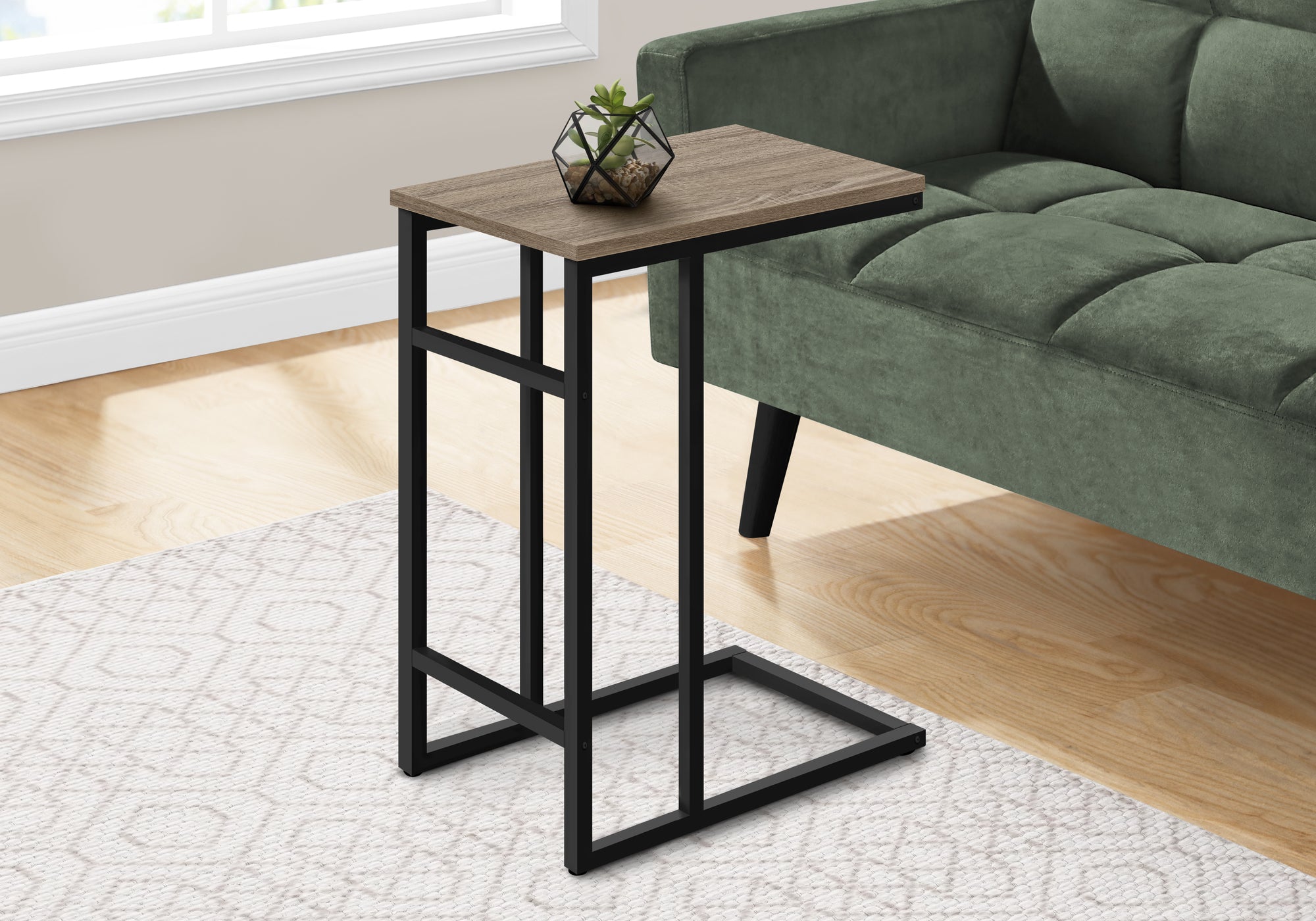 I 2172 Table D'appoint, En Forme De C, Bout, Côté, Collation, Salon, Chambre À Coucher, Métal, Stratifié, Brun, Noir, Contemporain, Moderne - Simple Boutique