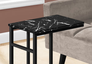 I 2174 Table D'appoint, En Forme De C, Bout, Côté, Collation, Salon, Chambre À Coucher, Métal, Stratifié, D'aspect Marbre Noir, Contemporain, Moderne - Simple Boutique
