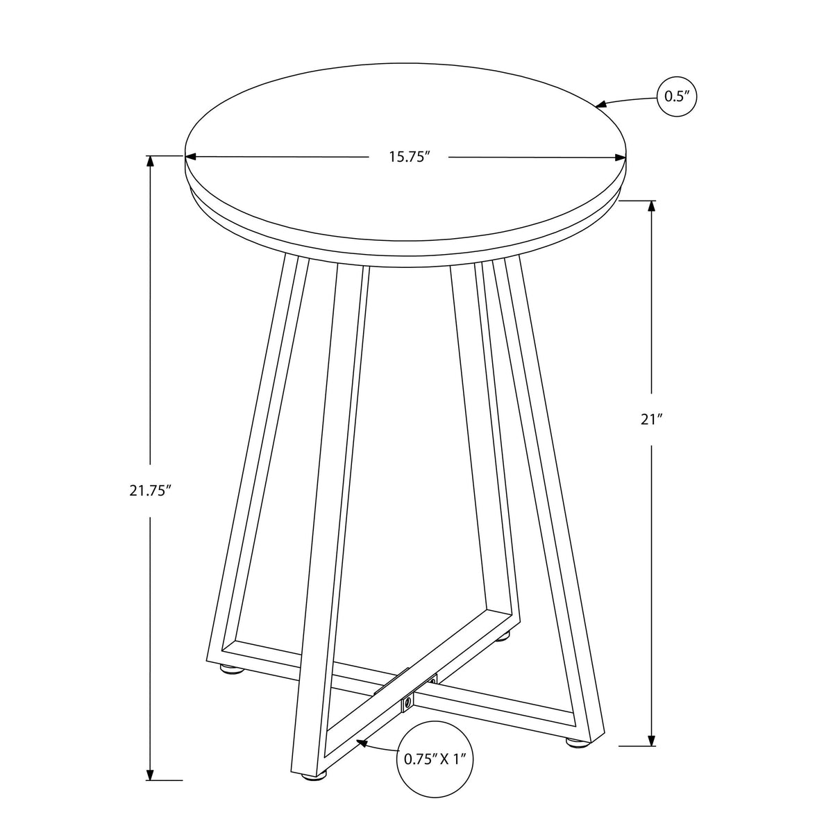 I 2176 Table D'appoint, Côté, Rond, Bout, Table De Nuit, Lampe, Salon, Chambre À Coucher, Métal, Stratifié, Gris, Noir, Contemporain, Moderne - Simple Boutique