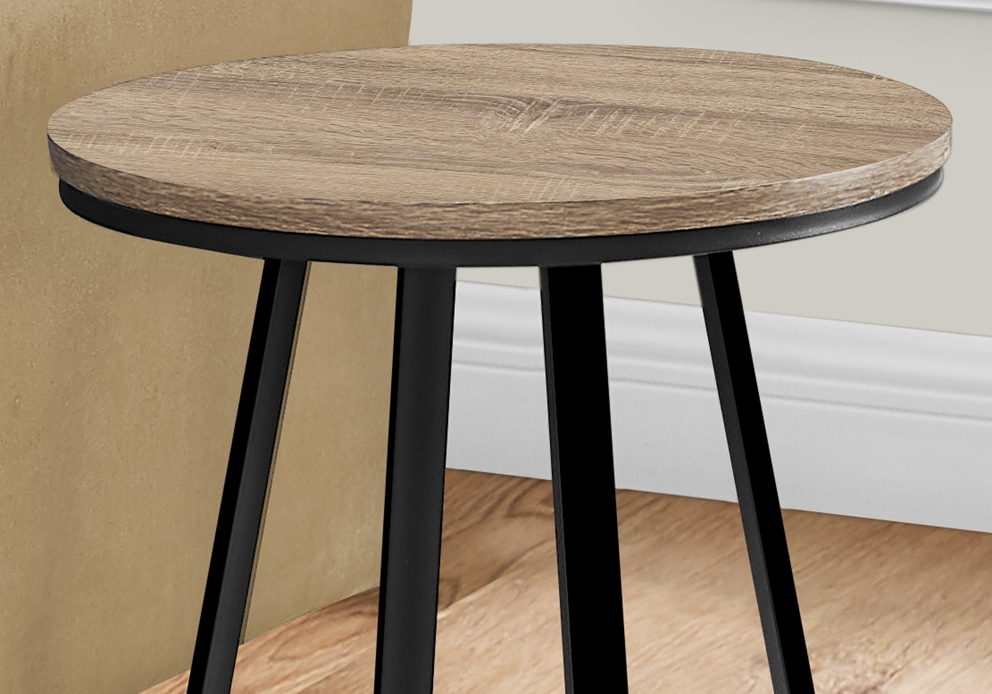 I 2177 Table D'appoint, Côté, Rond, Bout, Table De Nuit, Lampe, Salon, Chambre À Coucher, Métal, Stratifié, Brun, Noir, Contemporain, Moderne - Simple Boutique
