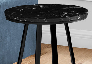 I 2179 Table D'appoint, Côté, Rond, Bout, Table De Nuit, Lampe, Salon, Chambre À Coucher, Métal, Stratifié, D'aspect Marbre Noir, Contemporain, Moderne - Simple Boutique