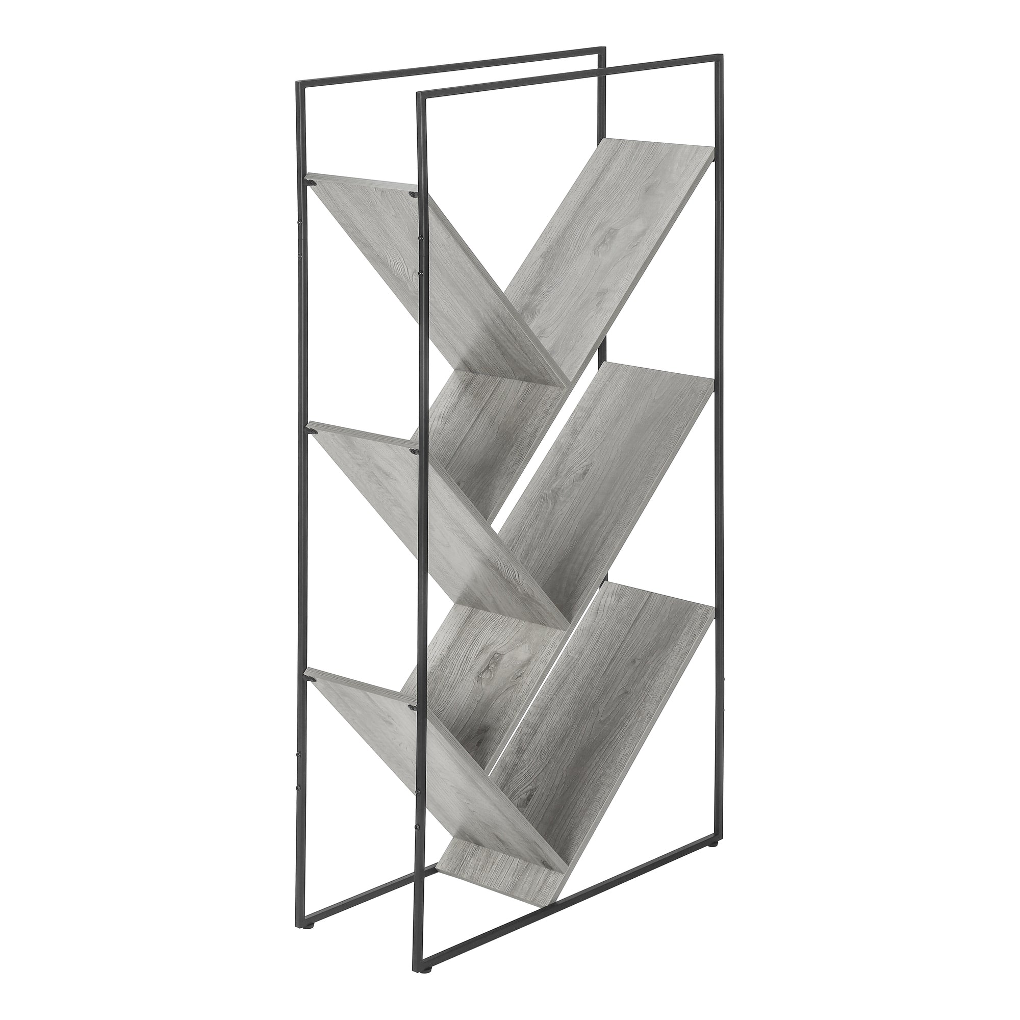 I 2200 Étagère À Livres, Étagère, Étagère, 3 Niveaux, 60"h, Bureau, Chambre À Coucher, Métal, Stratifié, Gris, Noir, Contemporain, Moderne - Simple Boutique