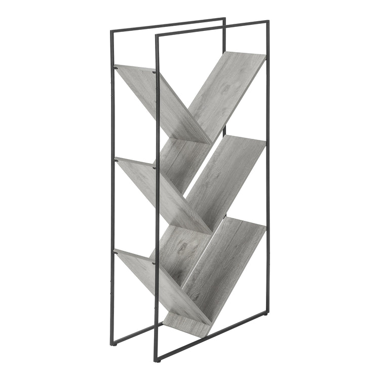I 2200 Étagère À Livres, Étagère, Étagère, 3 Niveaux, 60"h, Bureau, Chambre À Coucher, Métal, Stratifié, Gris, Noir, Contemporain, Moderne - Simple Boutique