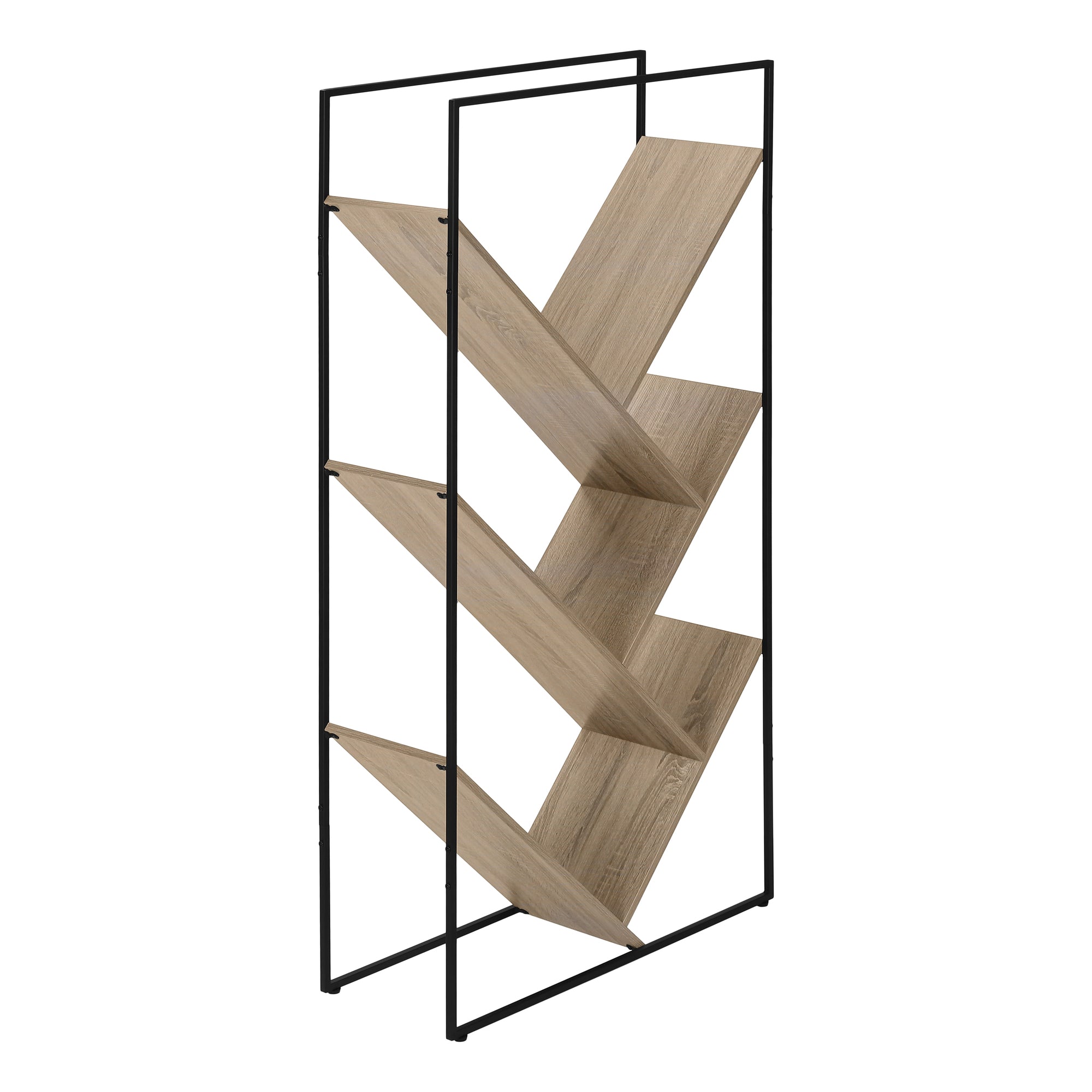 I 2201 Étagère À Livres, Étagère, Étagère, 3 Niveaux, 60"h, Bureau, Chambre À Coucher, Métal, Stratifié, Brun, Noir, Contemporain, Moderne - Simple Boutique