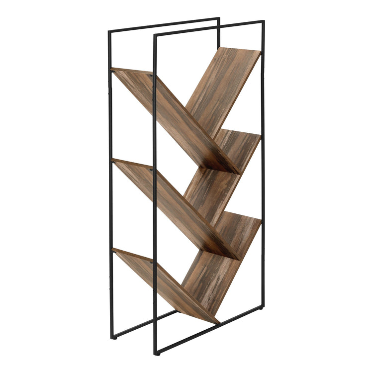 I 2202 Étagère À Livres, Étagère, Étagère, 3 Niveaux, 60"h, Bureau, Chambre À Coucher, Métal, Stratifié, Noir, Brun, Contemporain, Moderne - Simple Boutique