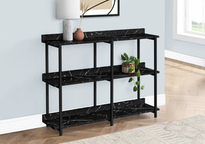 I 2220 Table D'appoint, Console, Entrée, Étroit, Sofa, Salon, Chambre À Coucher, Métal, Stratifié, D'aspect Marbre Noir, Contemporain, Moderne - Simple Boutique