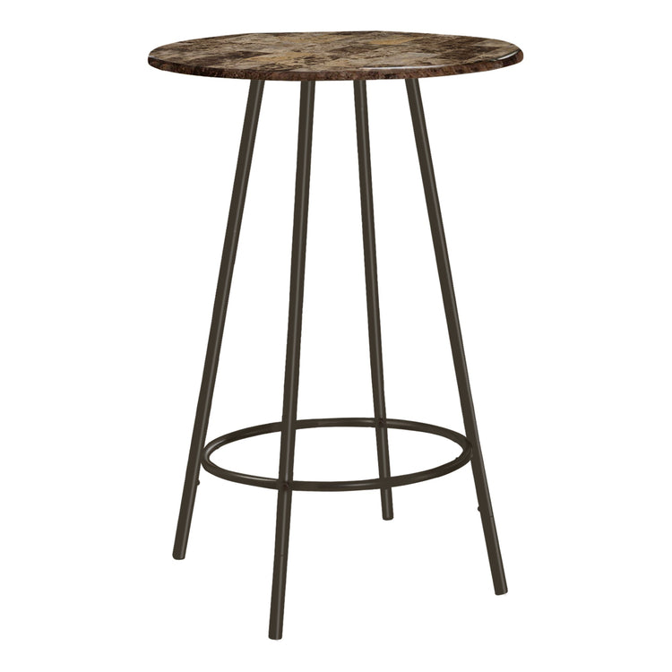 I 2310 Bar Maison, Table De Bar, Hauteur Bar, Pub, 30" Rond, Petit, Cuisine, Métal, Stratifié, D'aspect Marbre Brun, Contemporain, Moderne - Simple Boutique