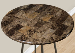 I 2310 Bar Maison, Table De Bar, Hauteur Bar, Pub, 30" Rond, Petit, Cuisine, Métal, Stratifié, D'aspect Marbre Brun, Contemporain, Moderne - Simple Boutique