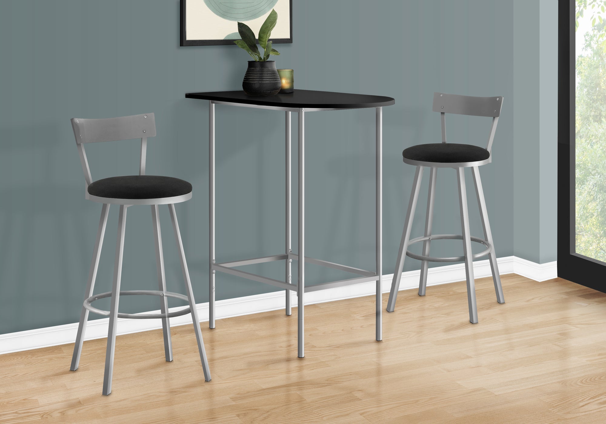 I 2335 Bar Maison, Table De Bar, Hauteur Bar, Pub, 36" Rectangulaire, Petit, Cuisine, Métal, Stratifié, Noir, Gris, Contemporain, Moderne - Simple Boutique