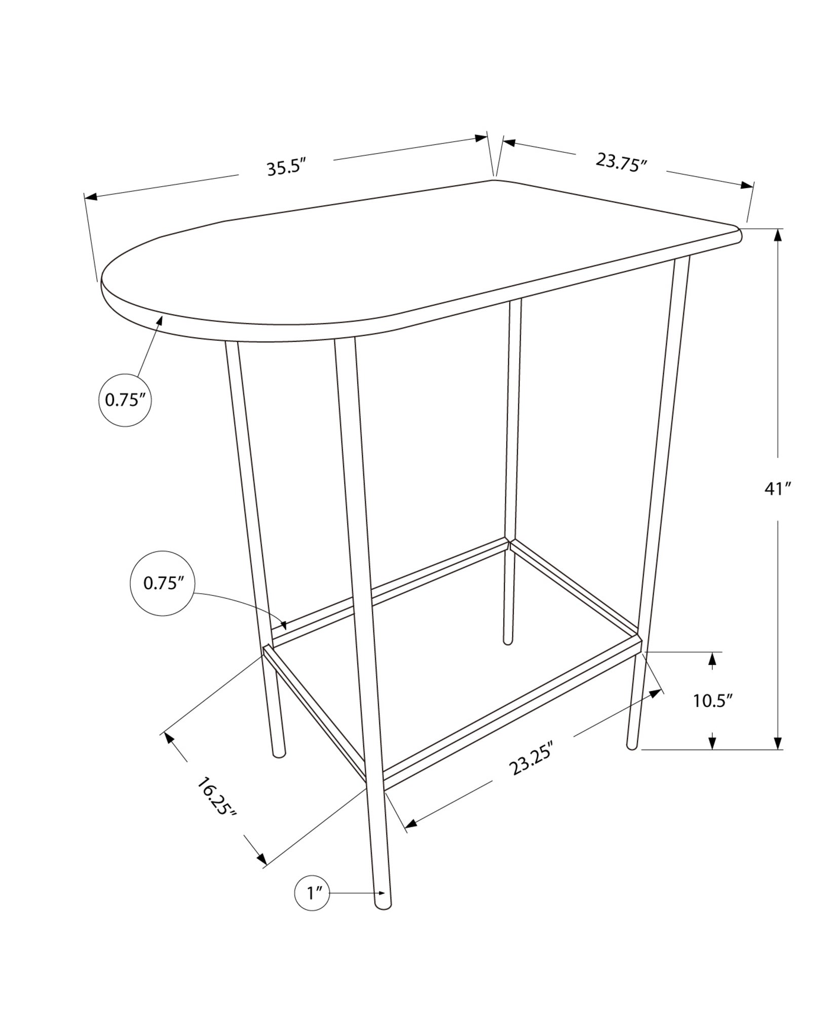 I 2345 Bar Maison, Table De Bar, Hauteur Bar, Pub, 36" Rectangulaire, Petit, Cuisine, Métal, Stratifié, Brun, Noir, Contemporain, Moderne - Simple Boutique