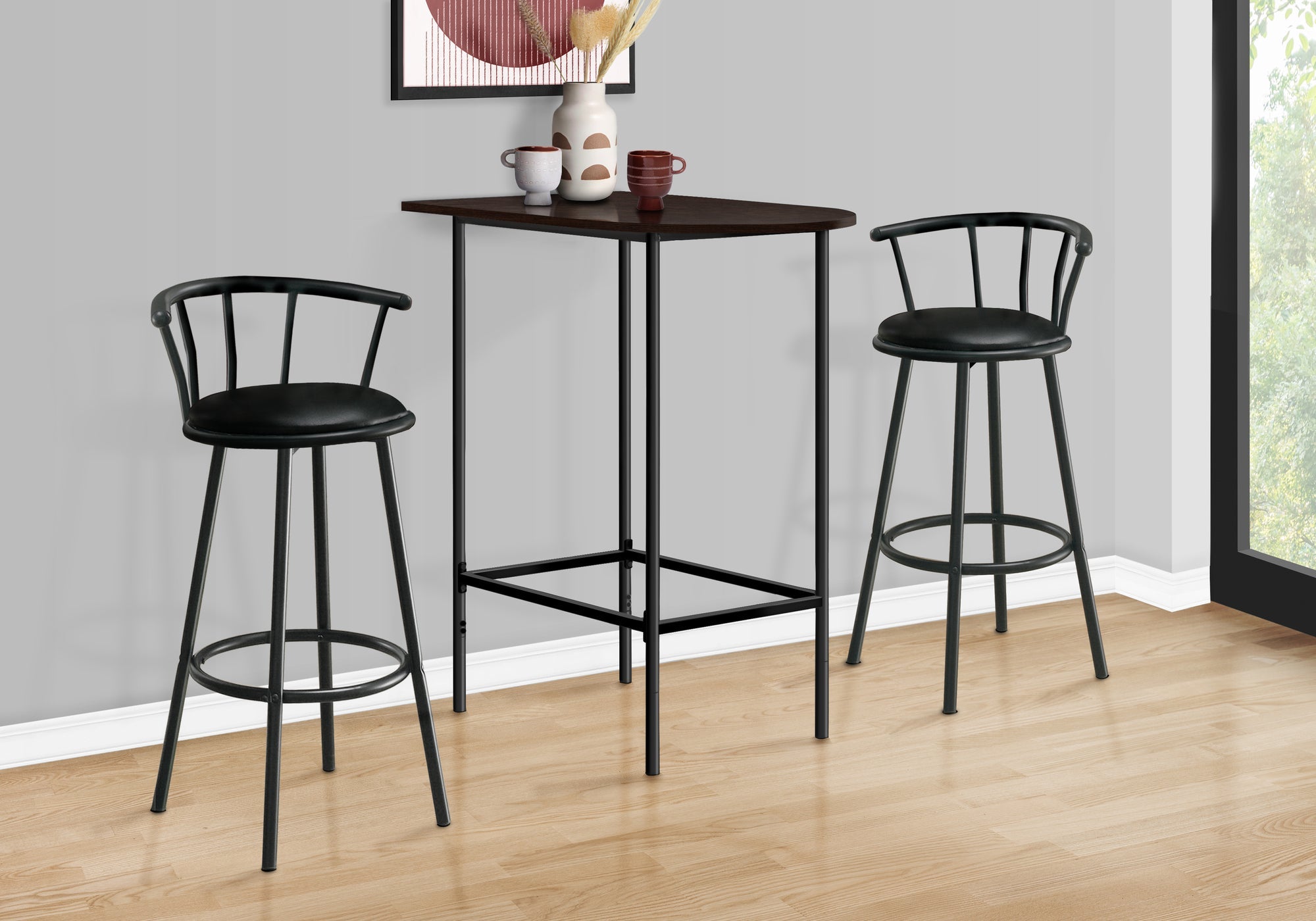 I 2345 Bar Maison, Table De Bar, Hauteur Bar, Pub, 36" Rectangulaire, Petit, Cuisine, Métal, Stratifié, Brun, Noir, Contemporain, Moderne - Simple Boutique