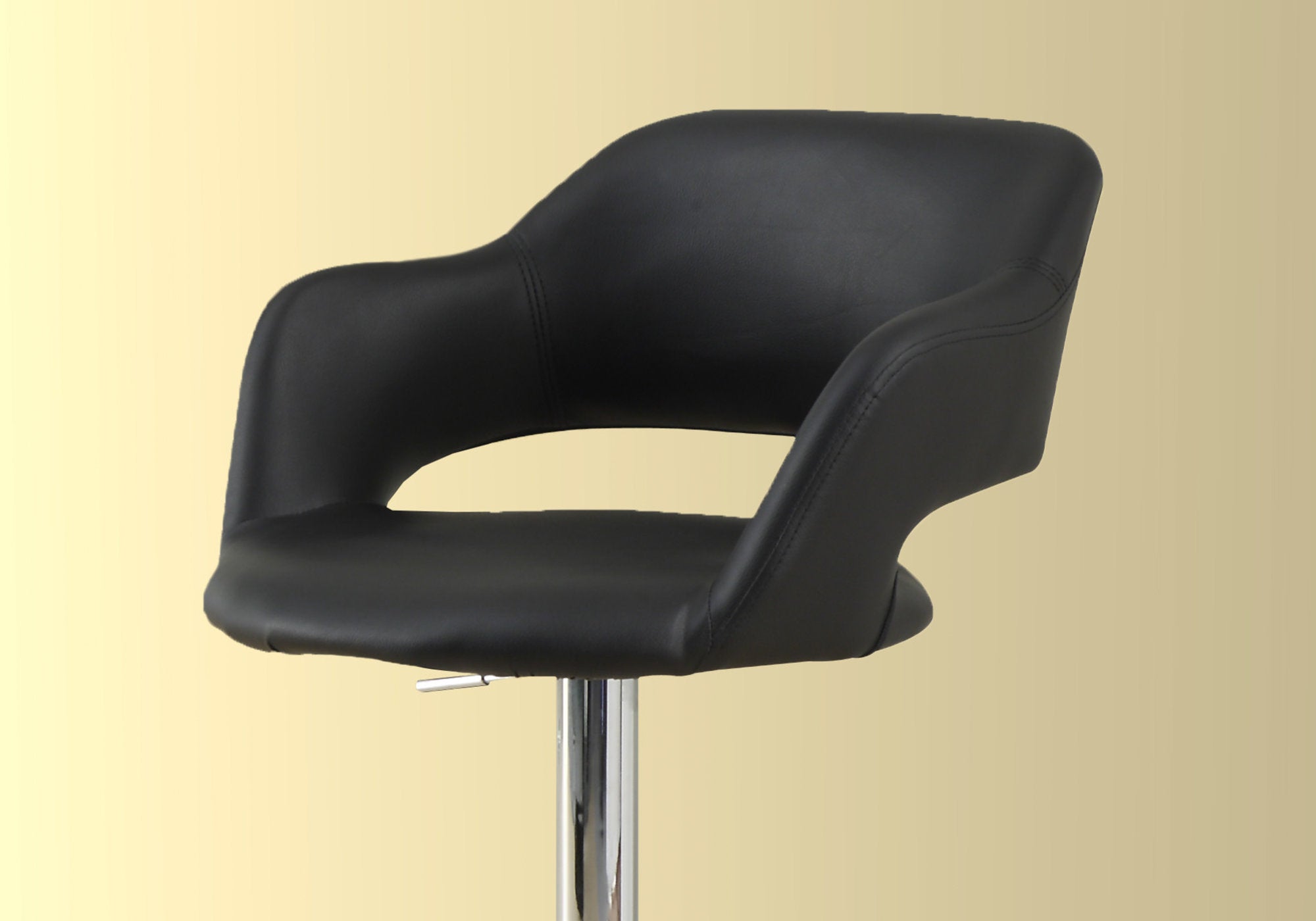 I 2357 Tabouret De Bar, Pivotant, Hauteur Bar, Ajustable, Métal, Pu D'aspect Cuir, Noir, Chrome, Contemporain, Moderne - Simple Boutique