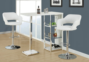 I 2358 Tabouret De Bar, Pivotant, Hauteur Bar, Ajustable, Métal, Pu D'aspect Cuir, Blanc, Chrome, Contemporain, Moderne - Simple Boutique