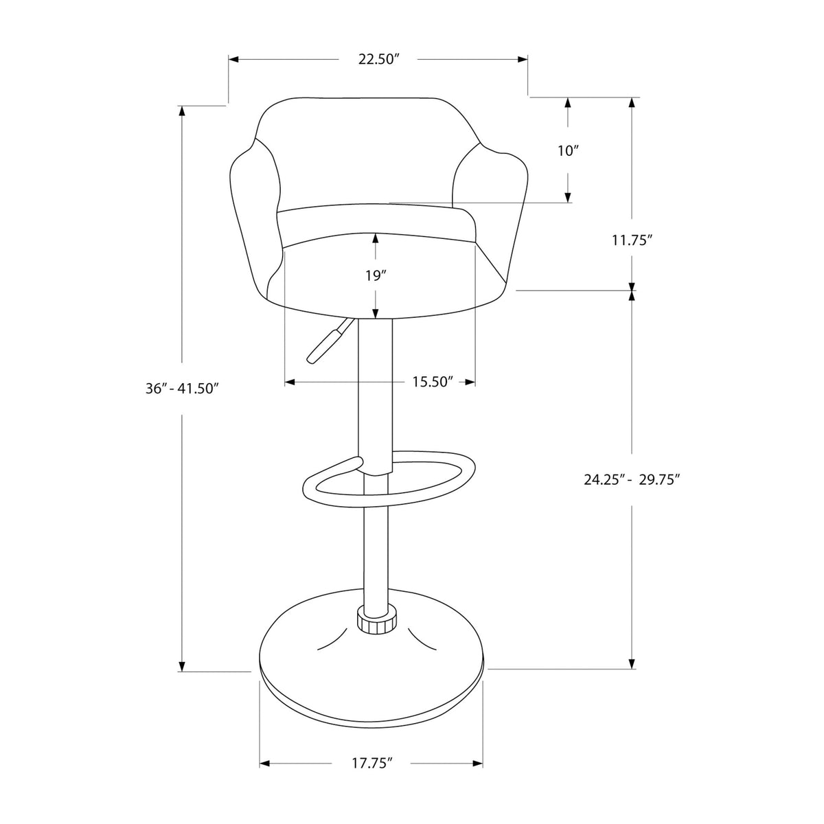 I 2358 Tabouret De Bar, Pivotant, Hauteur Bar, Ajustable, Métal, Pu D'aspect Cuir, Blanc, Chrome, Contemporain, Moderne - Simple Boutique
