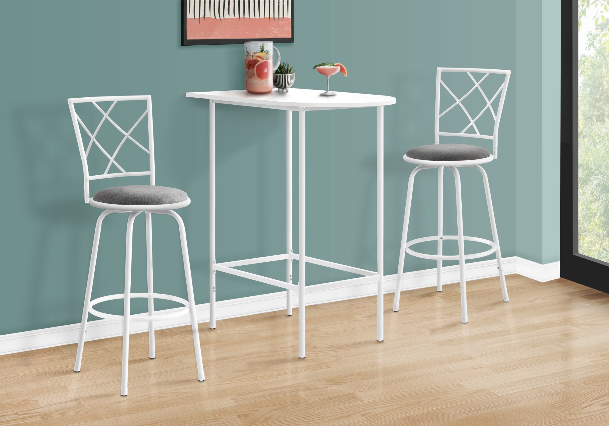 I 2376 Bar Maison, Table De Bar, Hauteur Bar, Pub, 36" Rectangulaire, Petit, Cuisine, Métal, Stratifié, Blanc, Contemporain, Moderne - Simple Boutique
